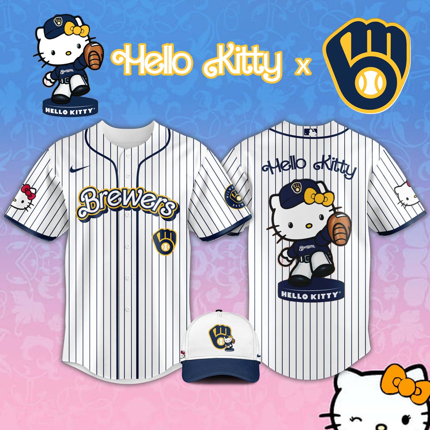 , Milwaukee Brewers MLB x Hello Kitty Night Jersey Editions Limited