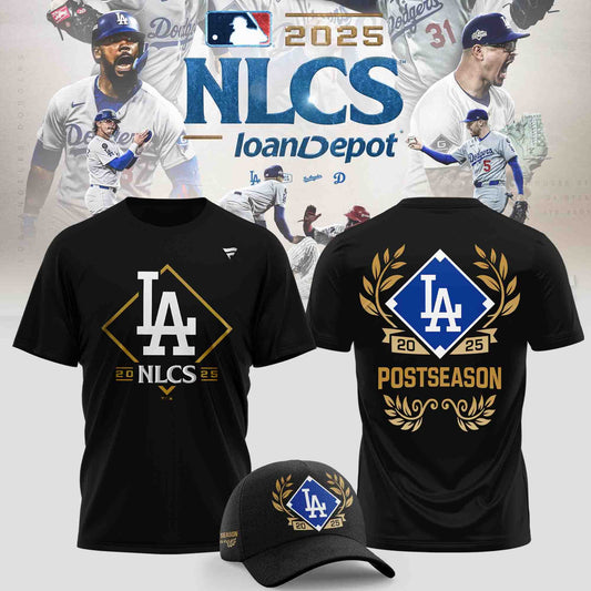 _   Los Angeles Dodgers Fanatics Black 2025 National League Division Series Champions Big & Tall Locker Room T-Shirt
