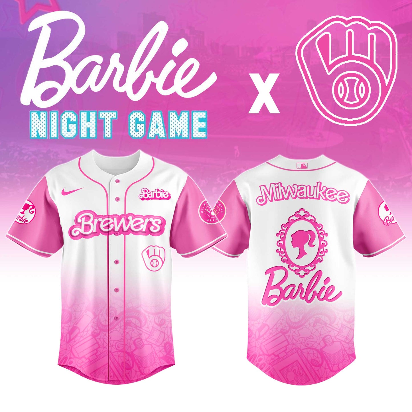 . Milwaukee Brewers MLB x Barbie Night Game Limited Edition Jersey 2025