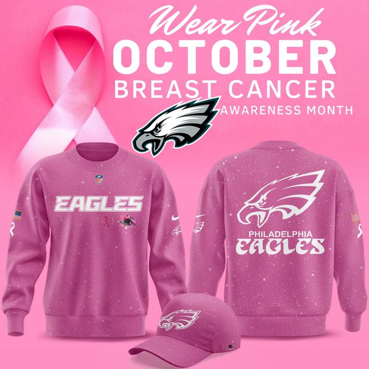 Exclusive Version Philadelphia Eagles Breast Cancer Awareness Pink Sweat 2025