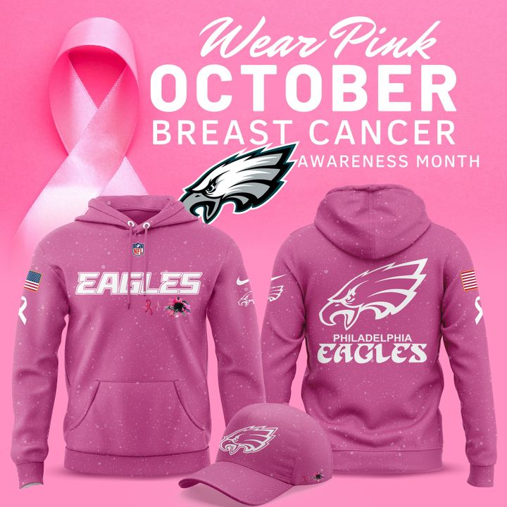 Exclusive Version Philadelphia Eagles Breast Cancer Awareness Pink Hoodie 2025