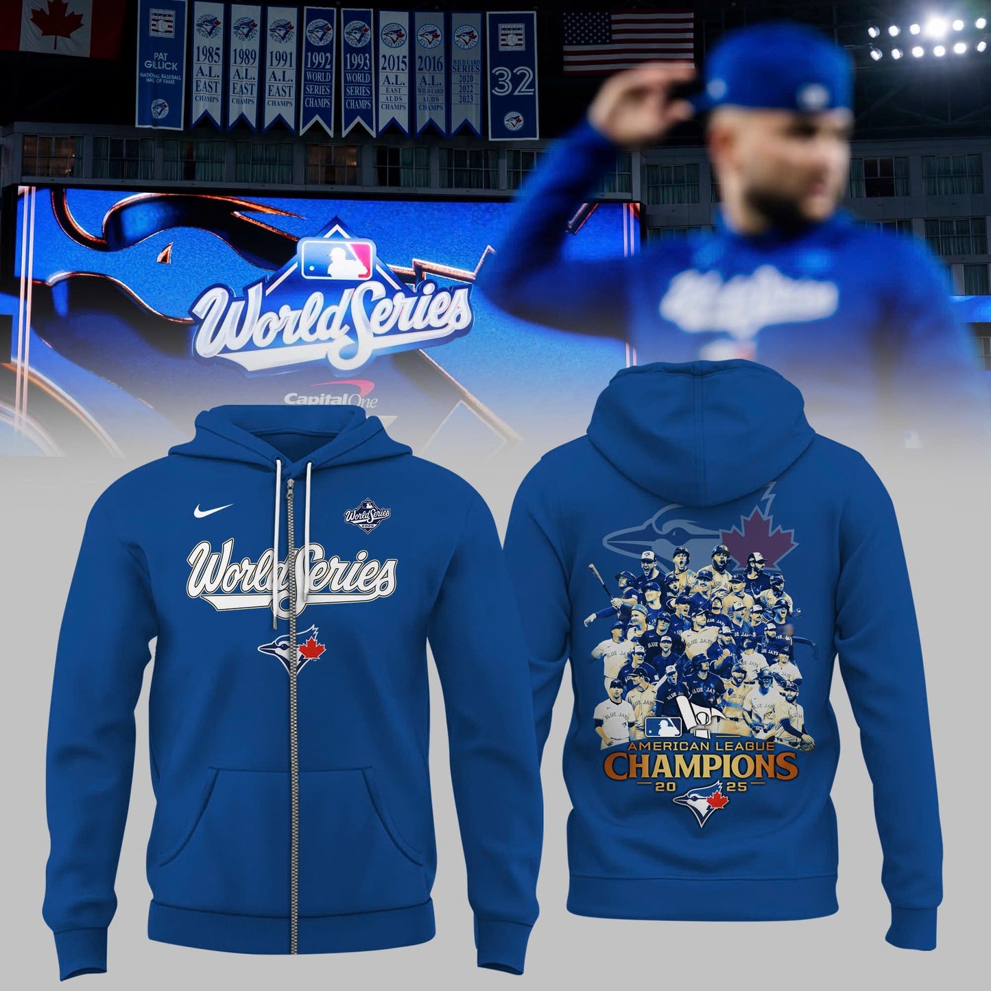 Toronto Blue Jays Royal 2025 World Series Collection Therma Fleece Zip Hoodie v2