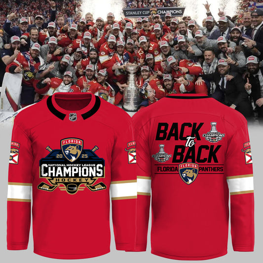 Florida Panthers Champions Stanley Cup Hockey Jersey 2025