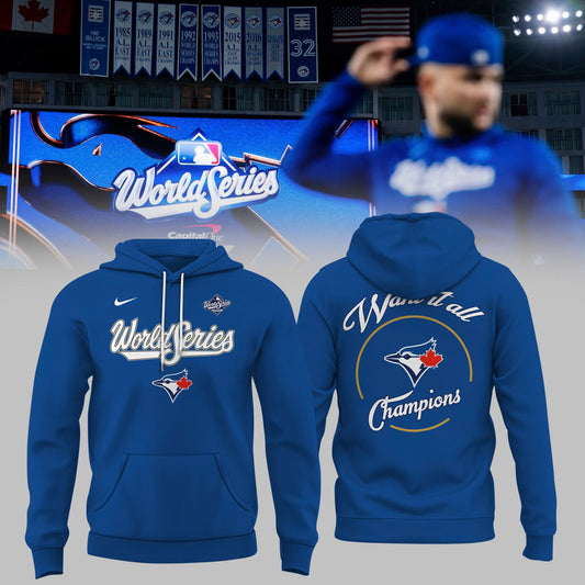 Toronto Blue Jays Royal 2025 World Series Collection Therma Fleece Hoodie v3