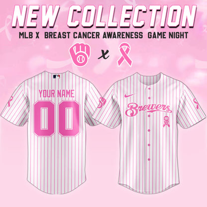Milwaukee Brewers x  Breast Cancer Awareness Game Night Jersey Editons Limited