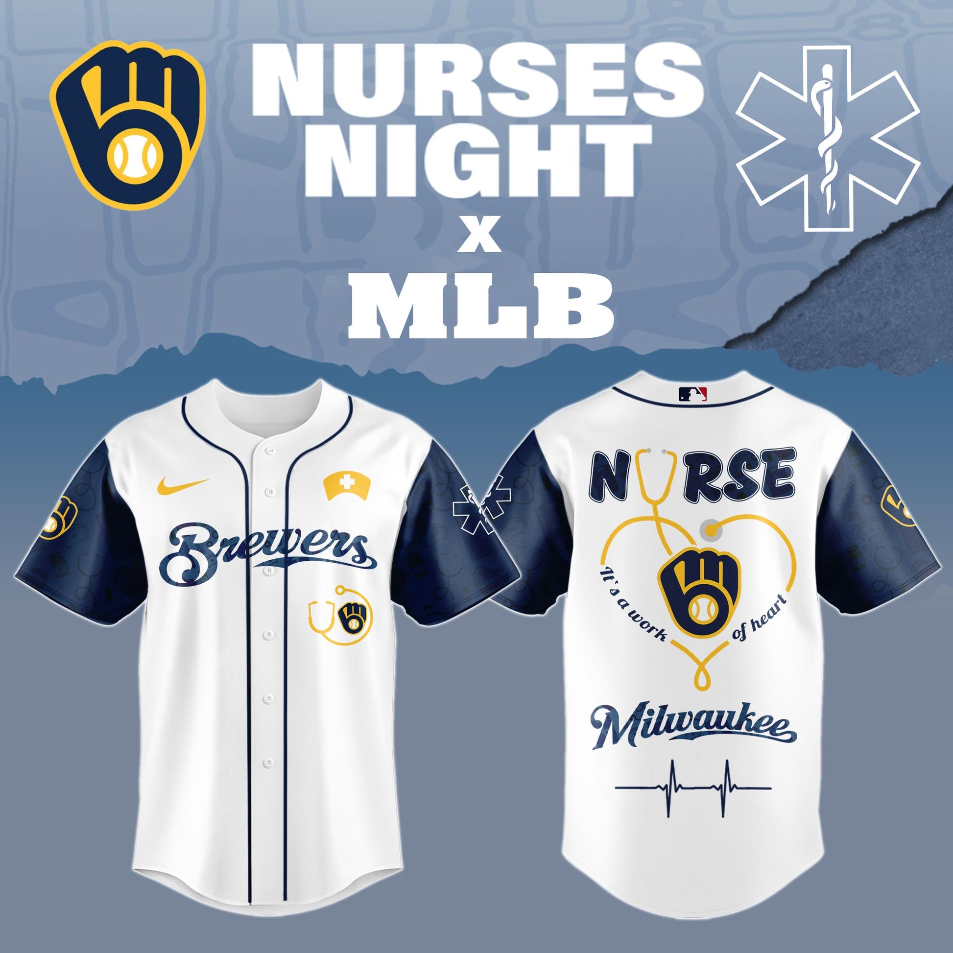 .Milwaukee Brewers Nurses Game Night Special Edition Jersey
