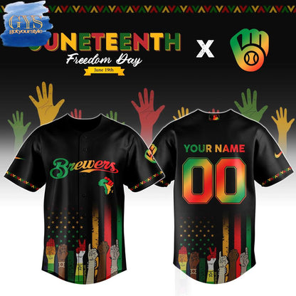Milwaukee Brewers MLB x Juneteenth Freedom Day Baseball Jersey - Gotyourstyle