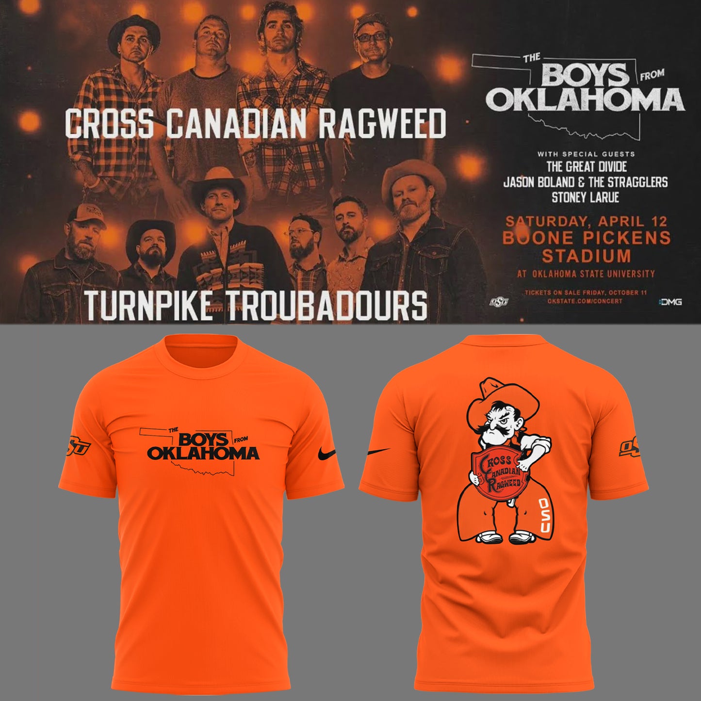 Cowboys Limited The Boys From Oklahoma Orange T-Shirt-PU25041110