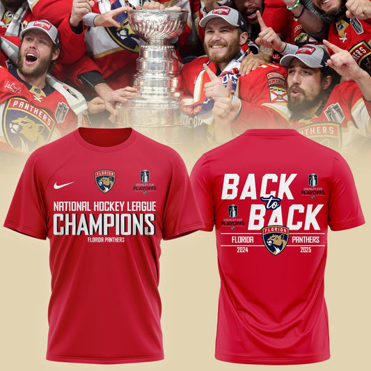 Florida Panthers Back To Back Champions Stanley Cup T-Shirt 2025