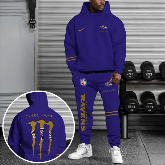 Baltimore Ravens Hoodie Sweatpants Set,Custom Hoodie,Sport Hoodie Sweatpants Set,Sport Gifts FOR Fan EQ98