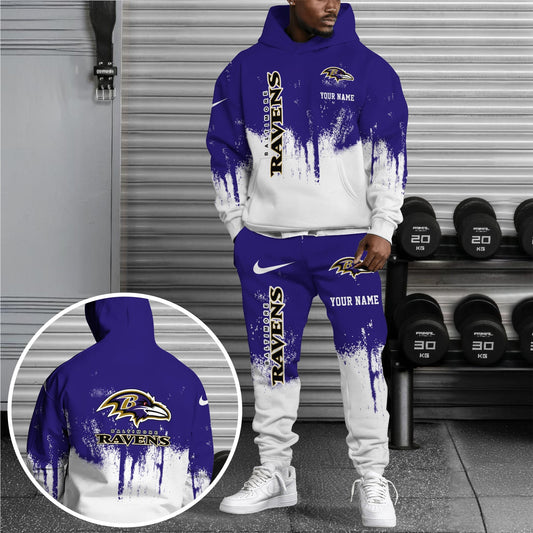 Baltimore Ravens Hoodie Sweatpants Set,Custom Hoodie,Sport Hoodie Sweatpants Set,Sport Gifts FOR Fan GV60