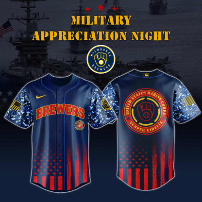 _Milwaukee Brewers MLB x Marine Corps Military Appreciation Night Jersey Editions Limited 2025 V3