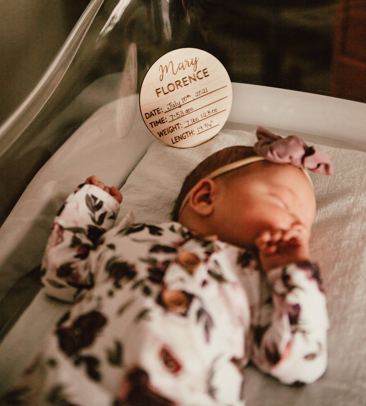 Baby Birth Stats Wood Milestone Card - Engraved Wood Baby Milestone Card