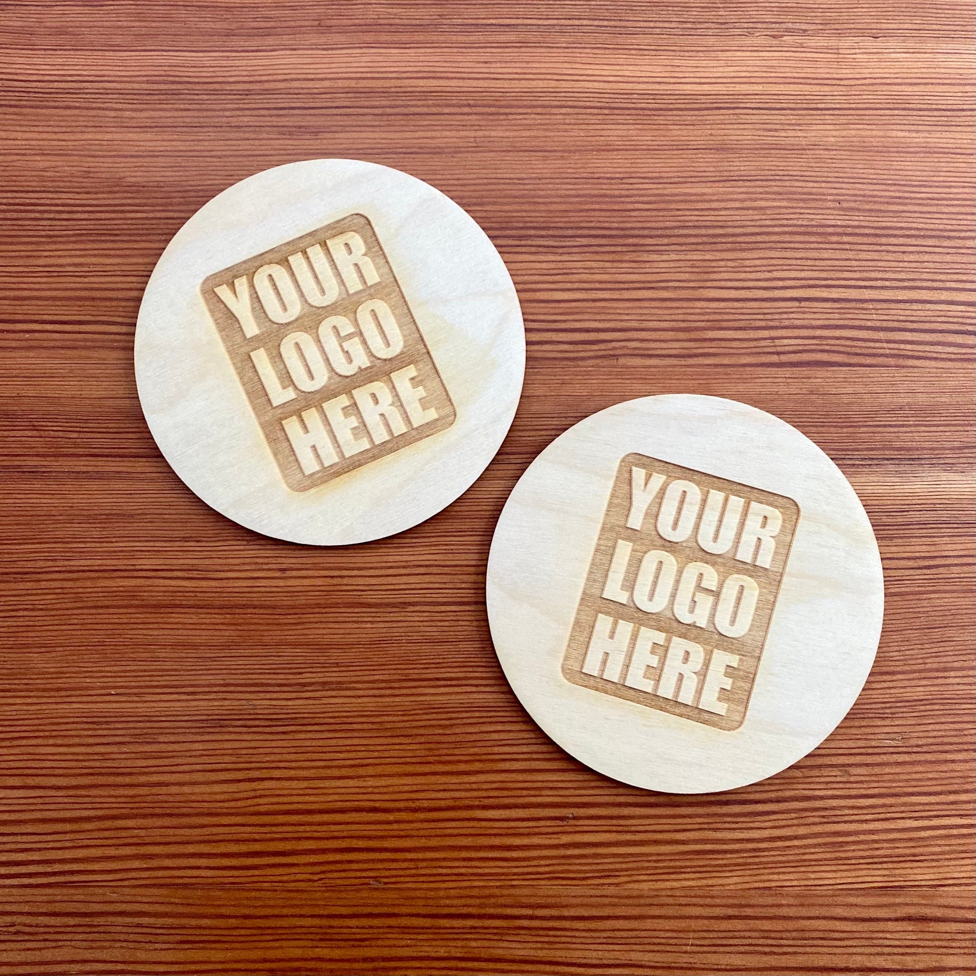 Custom Logo Wood Coasters - Personalized Laser Engraved Baltic Birch Wood Coasters