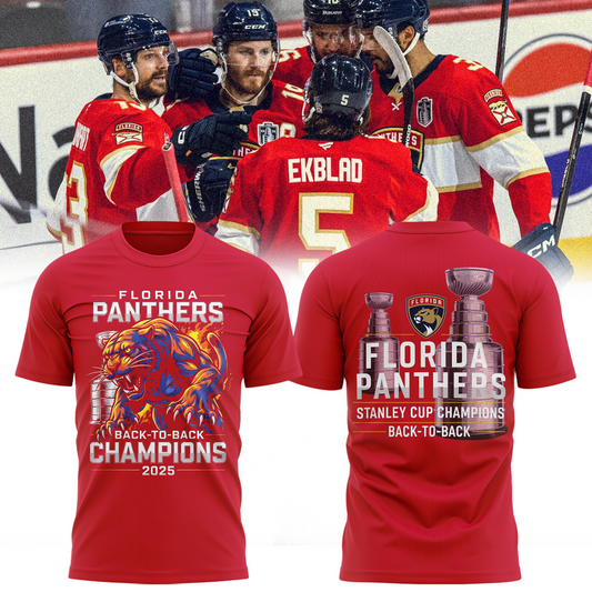 Special Edition Florida Panthers Back-To-Back Stanley Cup Champions T-Shirt 2025