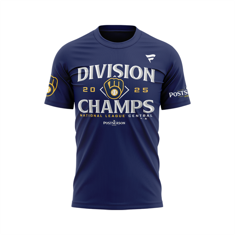 Milwaukee Brewers Navy 2025 NL Central Division Champions Locker Room T-Shirt