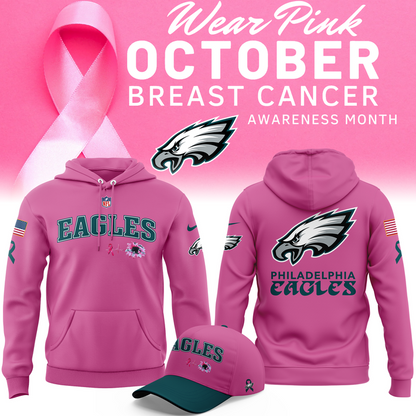 Limited Edition Philadelphia Eagles Breast Cancer Awareness Pink Hoodie 2025