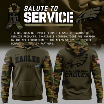 Exclusive Version Philadelphia Eagles Salute to Service Hoodie 2025