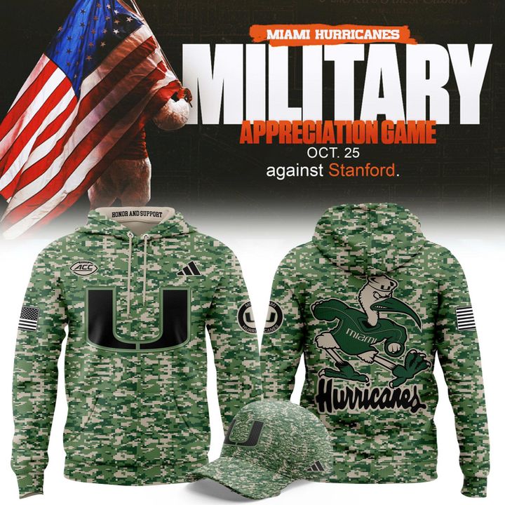 Miami Hurricanes Football Military Appreciation Game Hoodie 2025