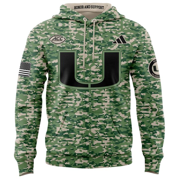 Miami Hurricanes Football Military Appreciation Game Hoodie 2025