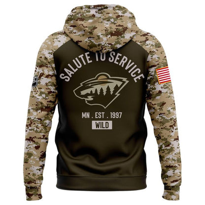 Minnesota Wild Salute to Service 2025 New Hoodie
