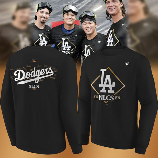 Los Angeles Dodgers Fanatics Black 2025 National League Division Series Champions Locker Room Sweatshirt