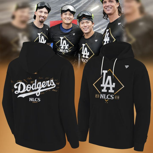 Los Angeles Dodgers Fanatics Black 2025 National League Division Series Champions Locker Room Hoodie
