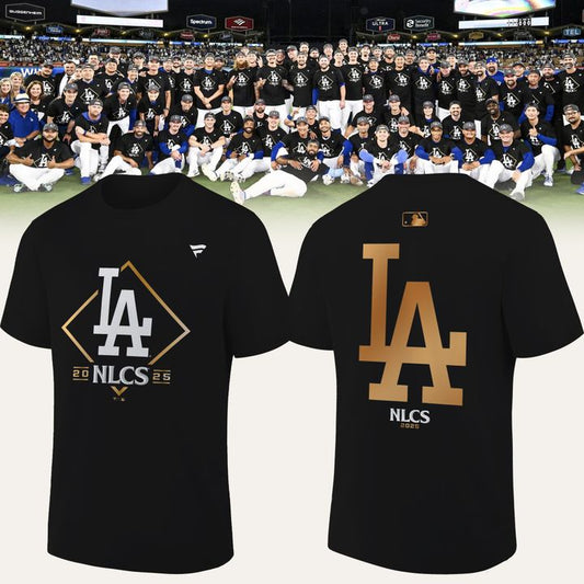1. Los Angeles Dodgers Fanatics Black 2025 National League Division Series Champions Locker Room T-Shirt