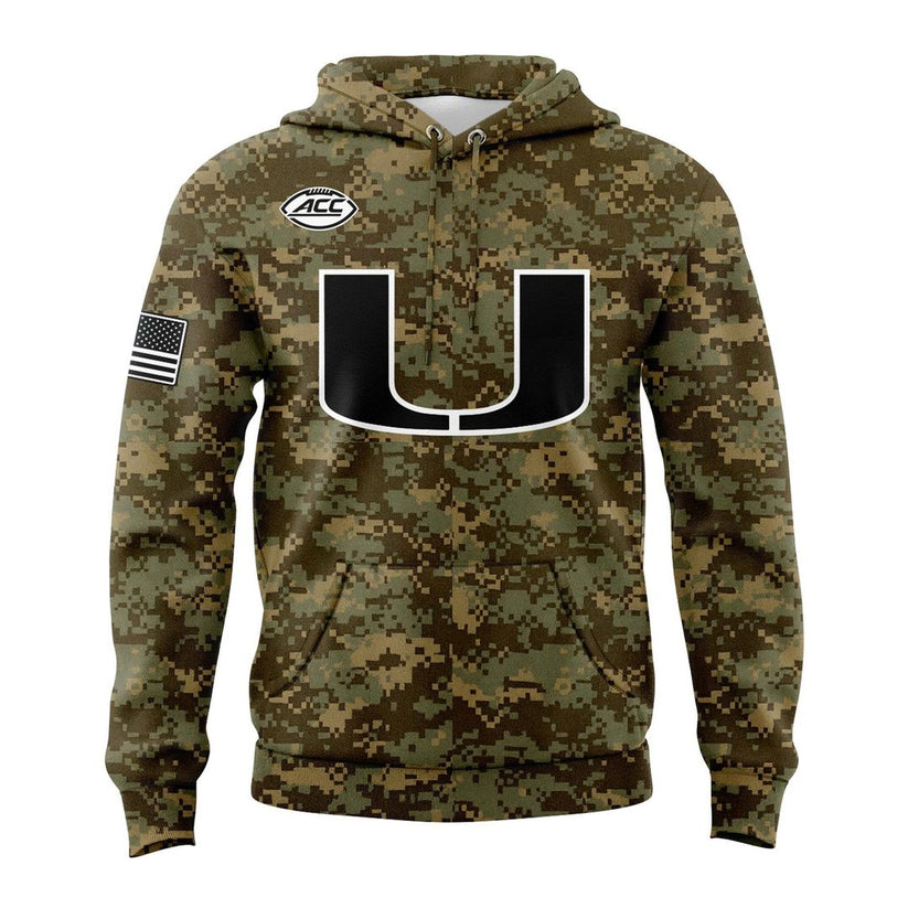 Miami Hurricanes Football Military Appreciation Limited Edition Camo Hoodie