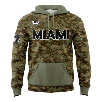 Miami Hurricanes Football Military Appreciation Limited Edition Camo Hoodie