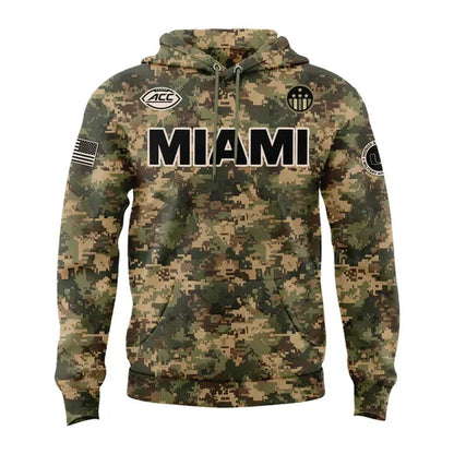 Miami Hurricanes Football Military Appreciation Limited Edition Camo Hoodie