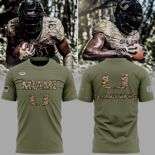 Miami Hurricanes Football Military Appreciation Limited Edition Camo T-Shirt
