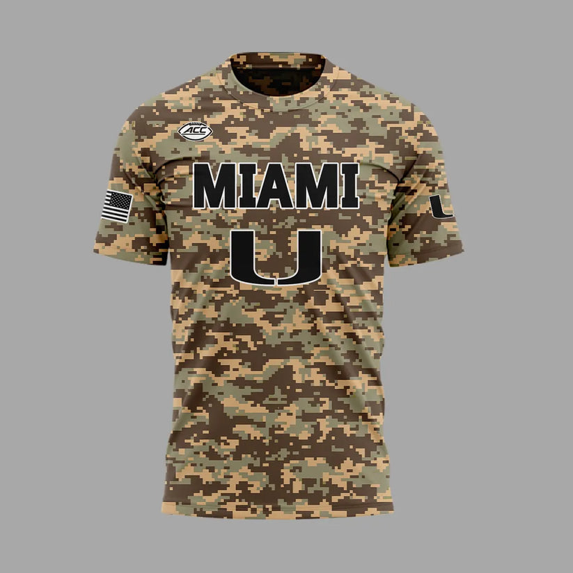 Miami Hurricanes Football Military Appreciation Limited Edition Camo T-shirt