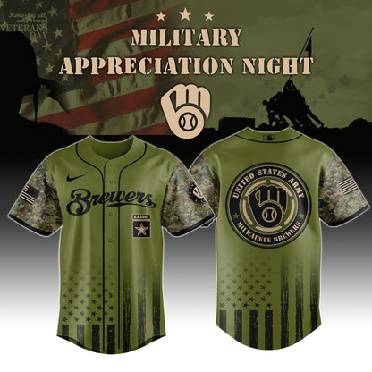 _Milwaukee Brewers MLB x Army Military Appreciation Night Jersey Editions Limited 2025