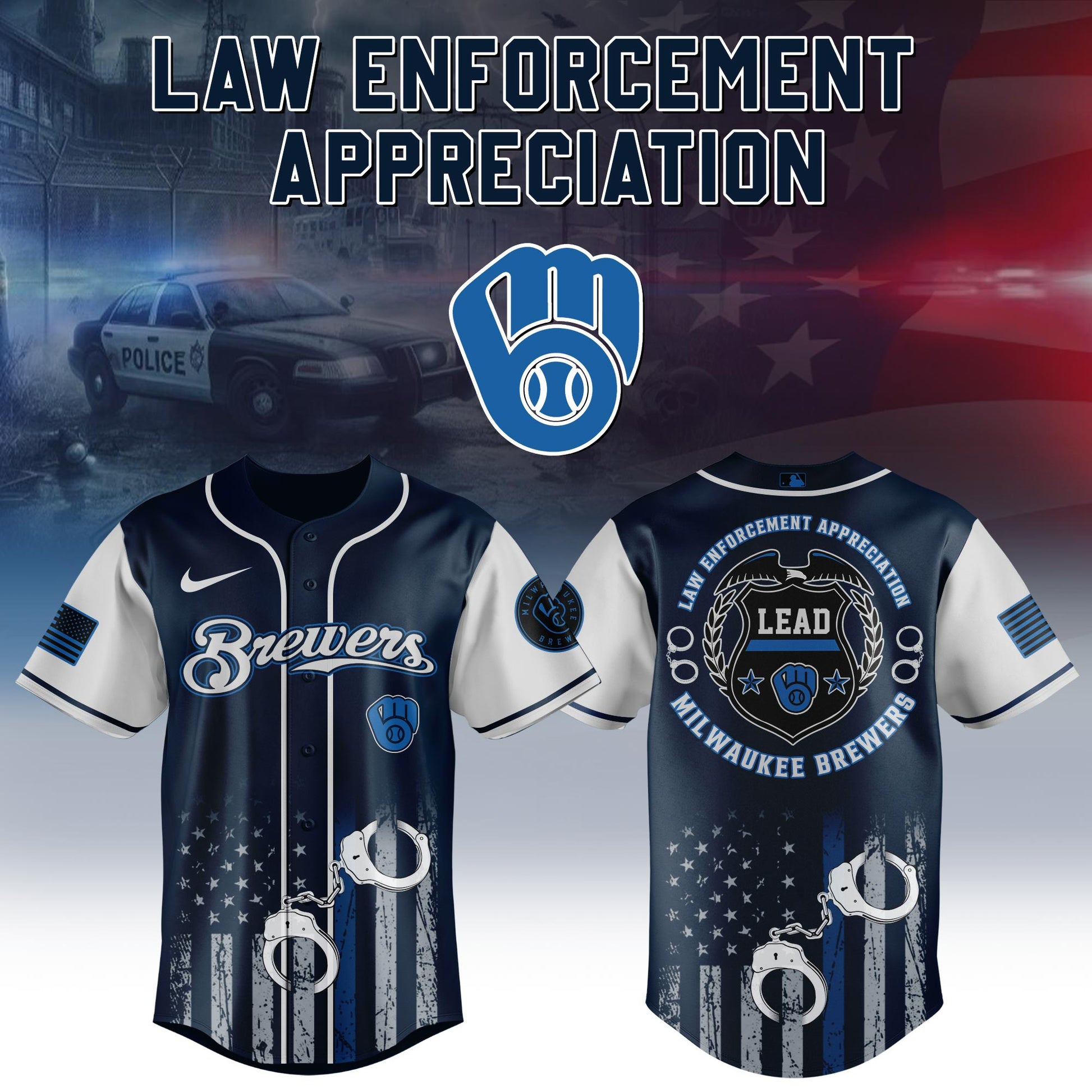 .  Milwaukee Brewers MLB x Law Enforcement Appreciation Day Jersey Limited