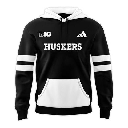 Nebraska Football Blackout uniforms Hoodie 2025 Black And White